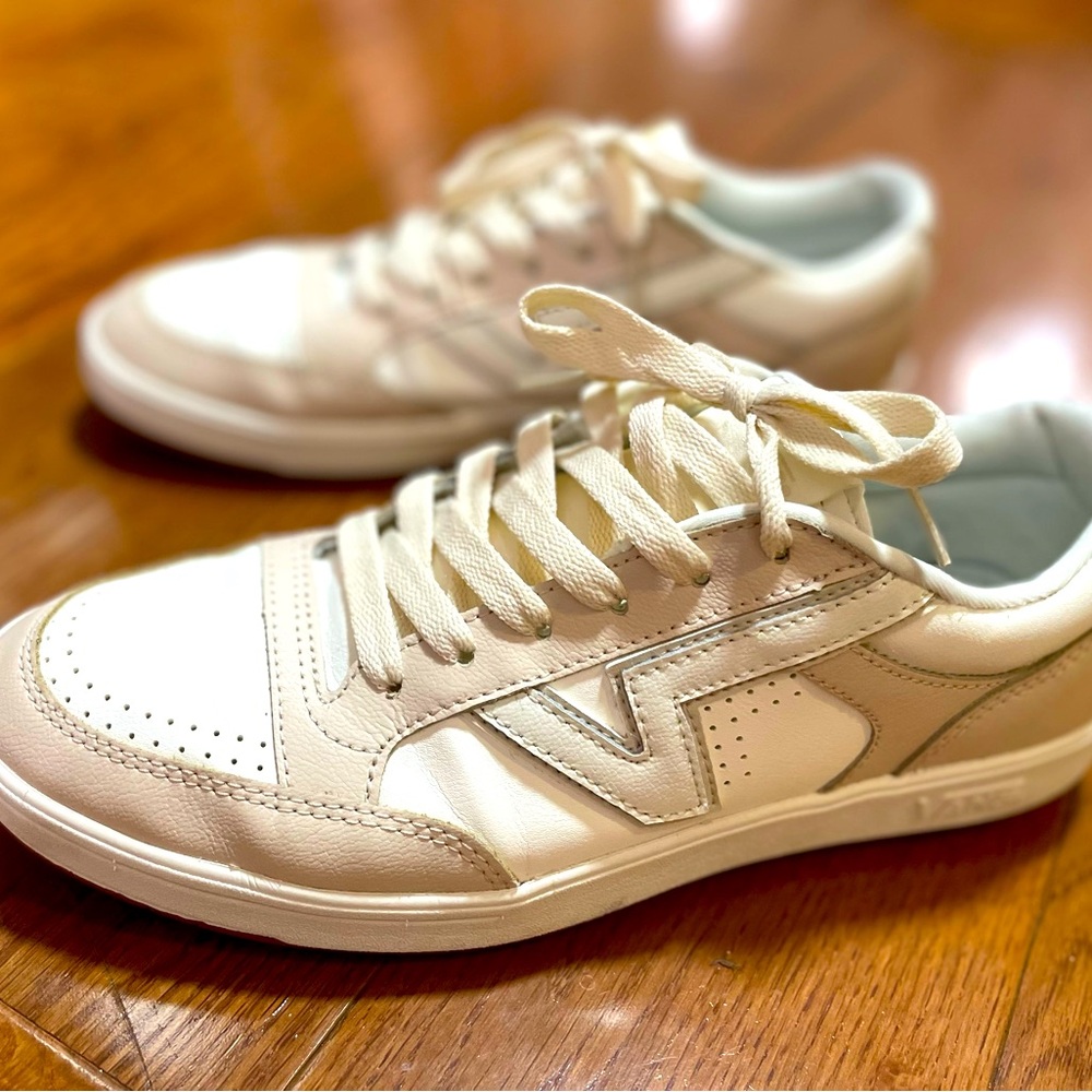Vans Lowland ComfyCush Leather Shoe  Color: Marshmallow/True White